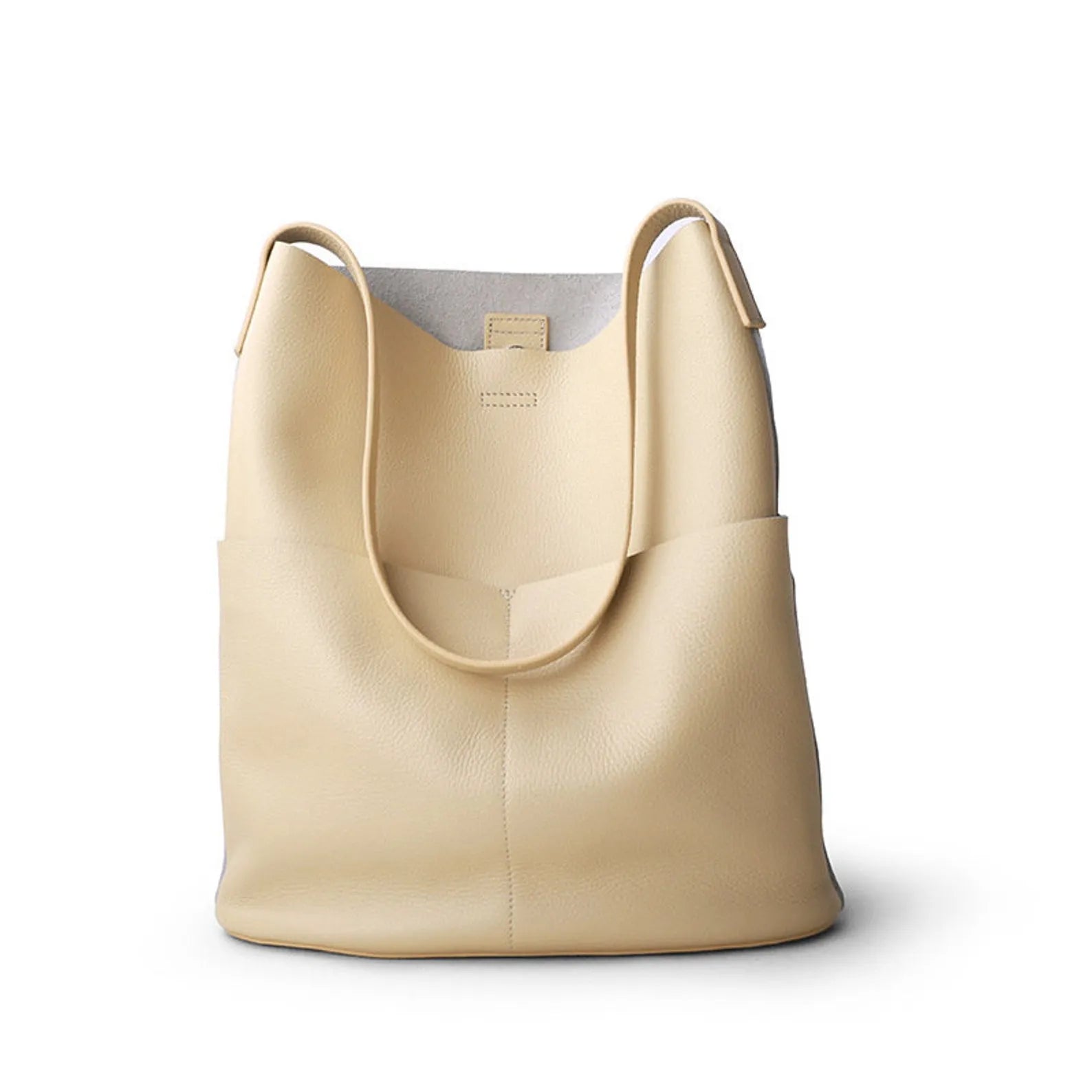 Beige tote bag on a white background