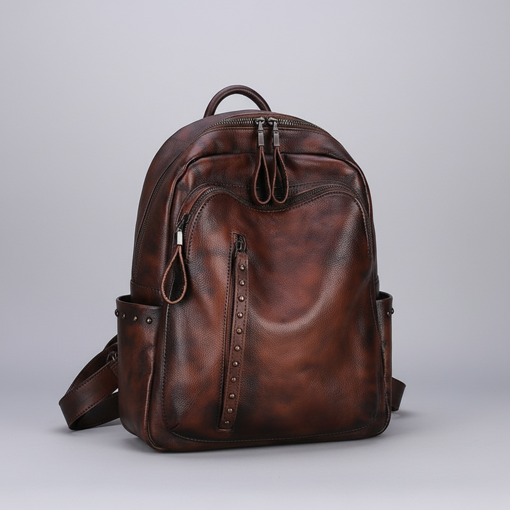 Handmade Ladies Leather Laptop Backpack Purse Women's Leather Rucksack For Women