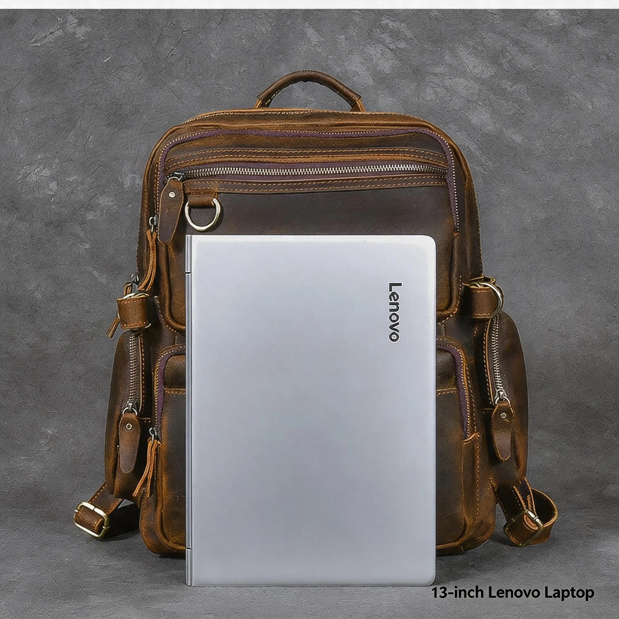 Handmade Brown Leather School Backpack