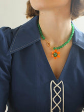 Load image into Gallery viewer, Handmade Cat Eye Sunflower Beaded Necklace
