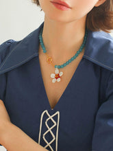 Load image into Gallery viewer, Handmade Cat Eye Sunflower Beaded Necklace
