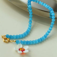 Load image into Gallery viewer, Handmade Cat Eye Sunflower Beaded Necklace
