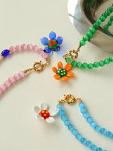 Load image into Gallery viewer, Handmade Cat Eye Sunflower Beaded Necklace
