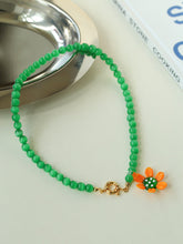 Load image into Gallery viewer, Handmade Cat Eye Sunflower Beaded Necklace
