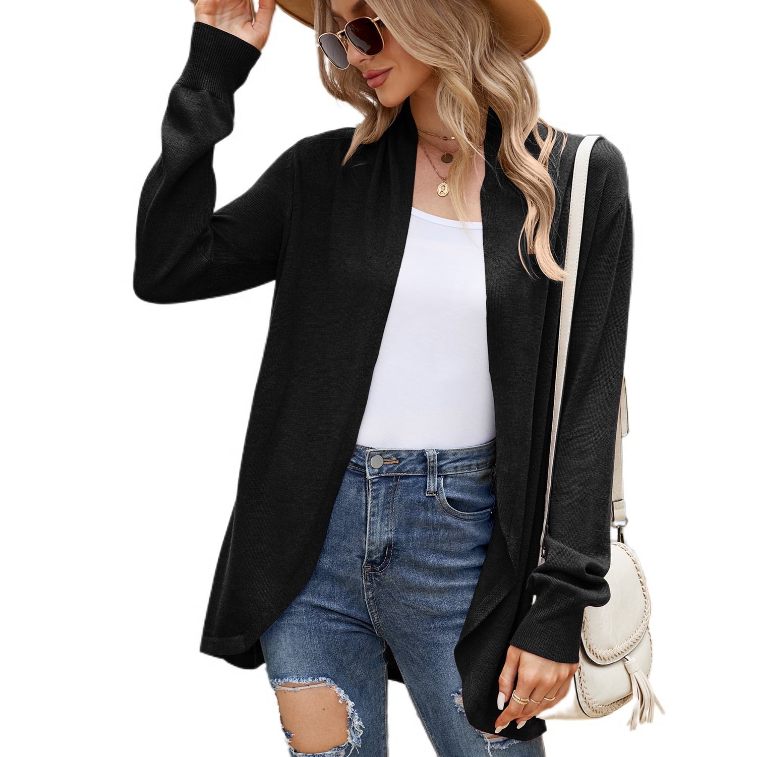 Long Sleeve Open Front Duster Cardigan
