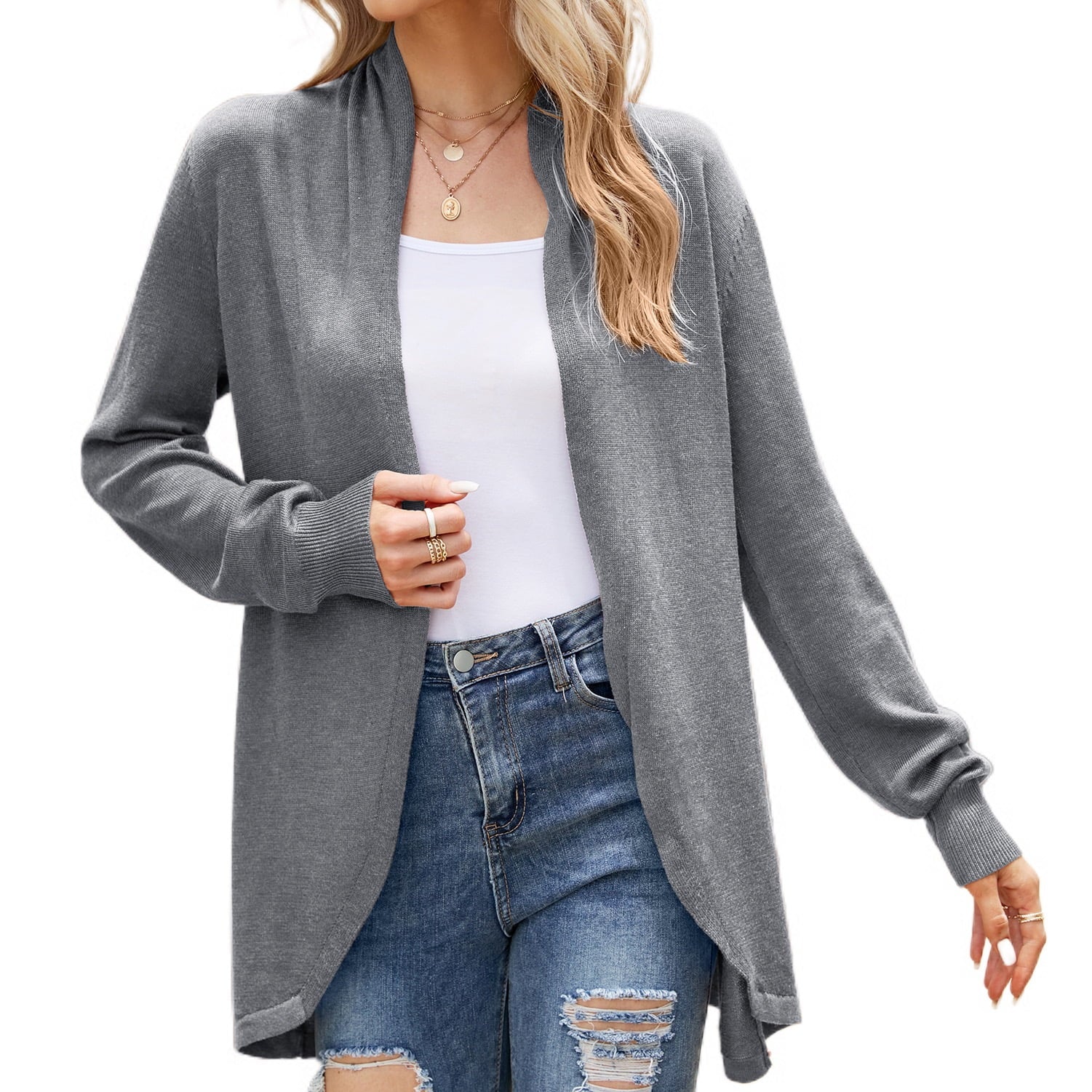 Long Sleeve Open Front Duster Cardigan
