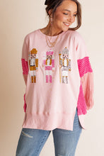 Load image into Gallery viewer, Funny Sequins Nutcracker Soldier Graphic Slit Crewneck Long Sleeve Christmas Sweatshirt
