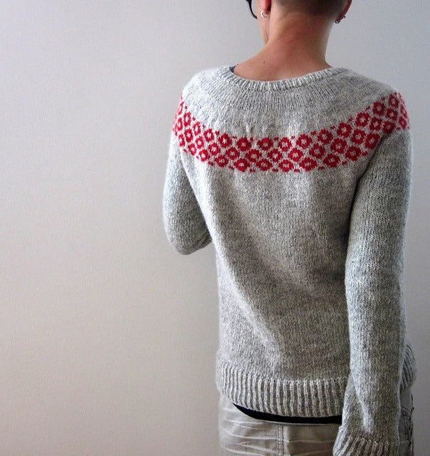 Classic Icelandic Knit Jacquard Crew Neck Sweater