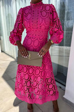 Load image into Gallery viewer, Long Sleeve Hollow Out Lace Midi Dress
