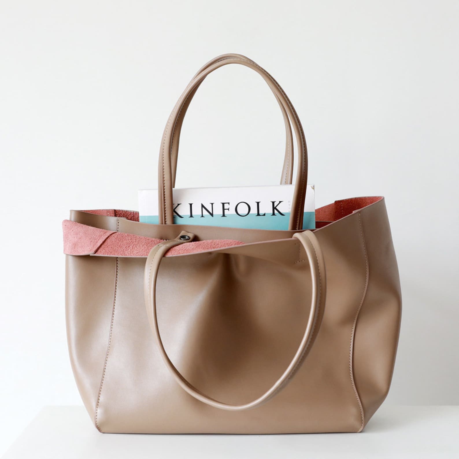 Large Tote Top Grain Leather Bag