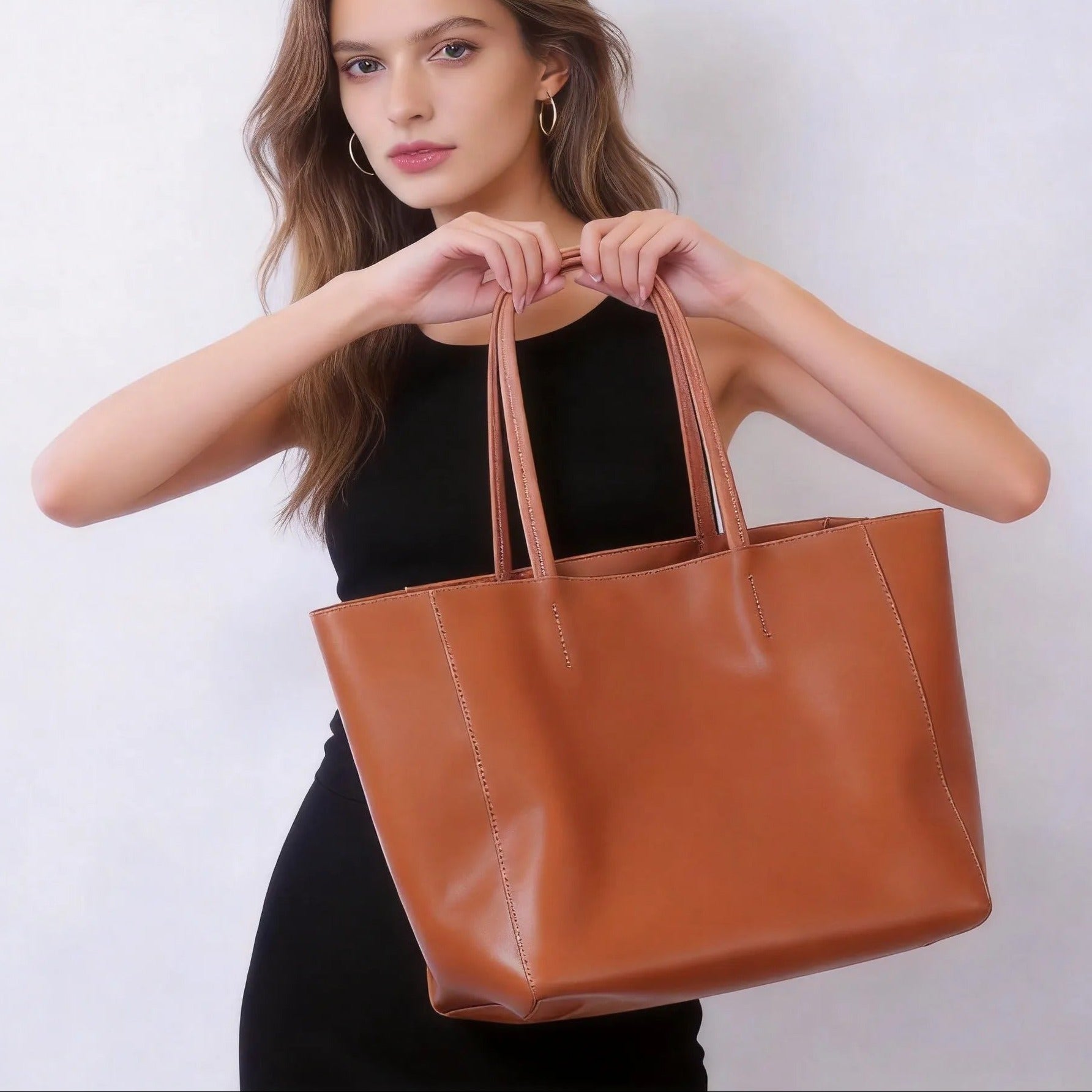 Large Tote Top Grain Leather Bag