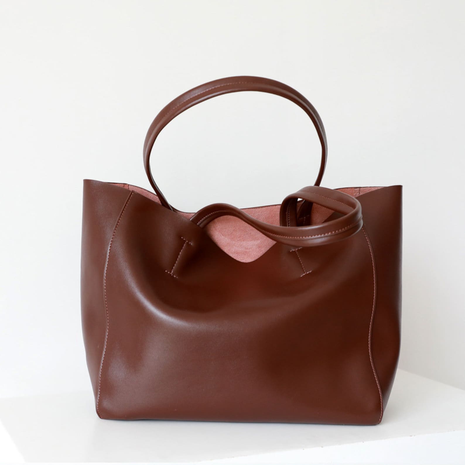 Large Tote Top Grain Leather Bag