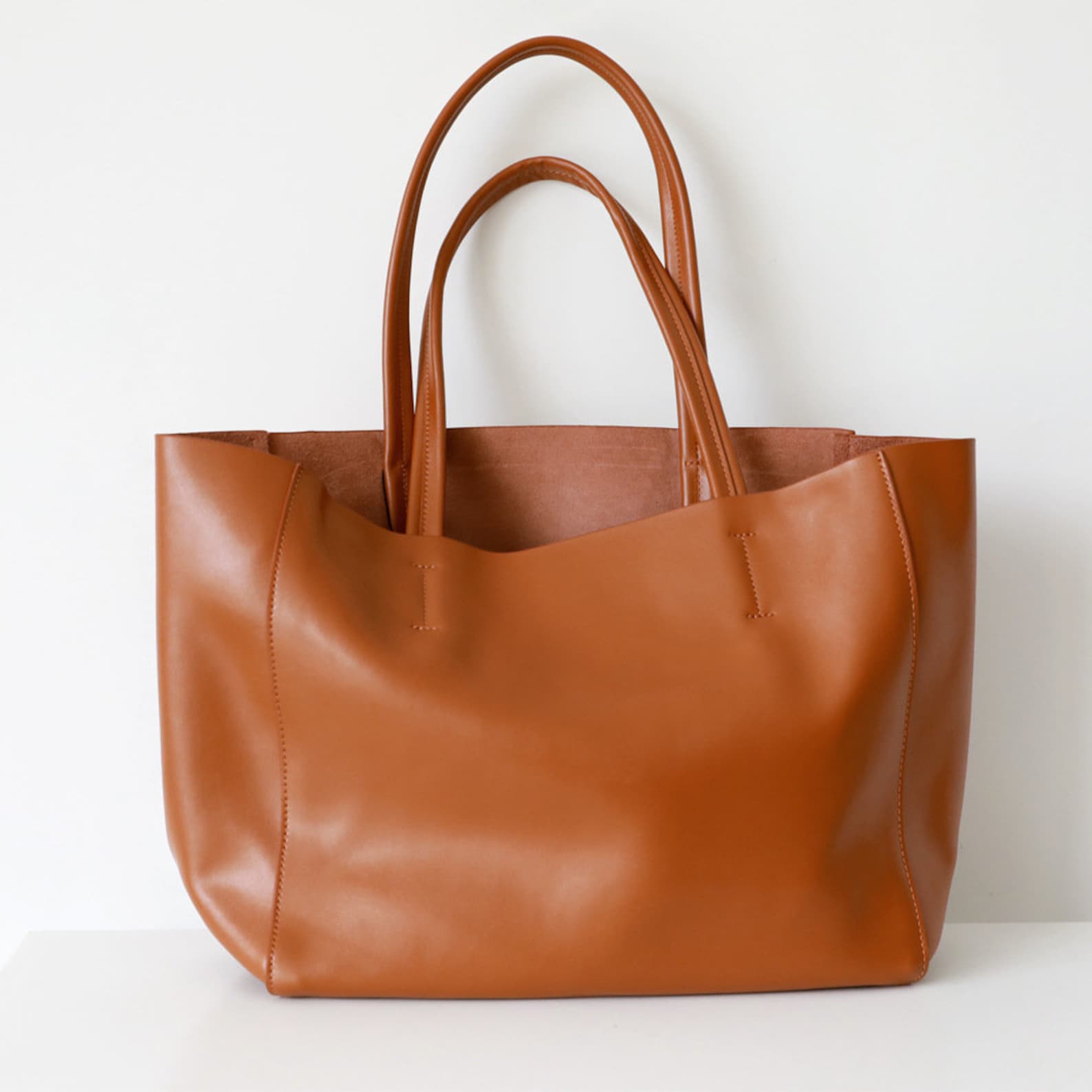 Large Tote Top Grain Leather Bag
