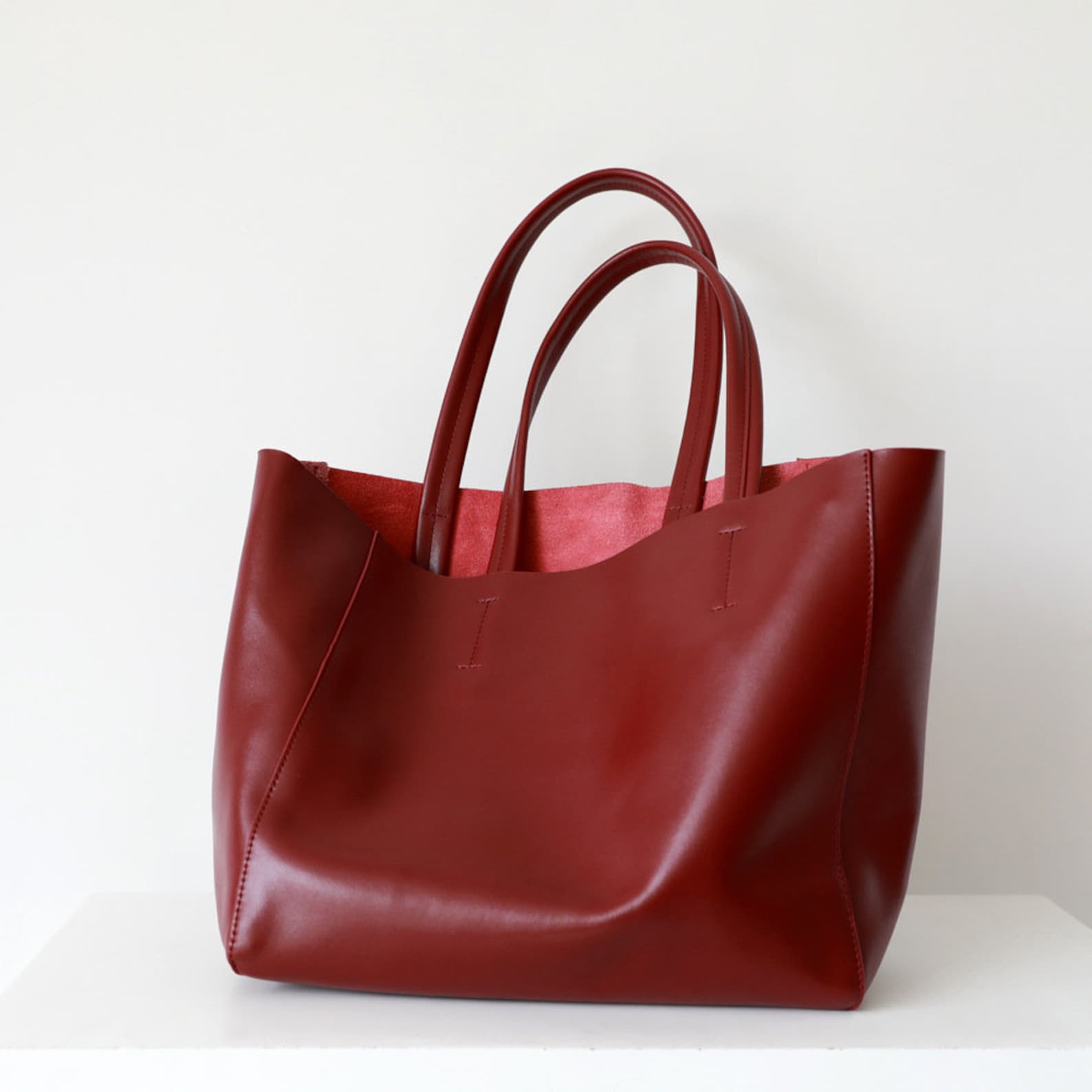 Large Tote Top Grain Leather Bag