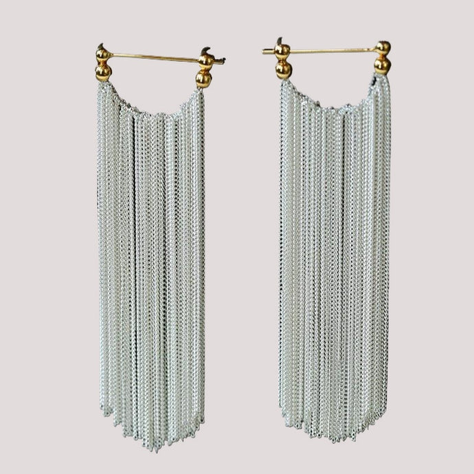 Long Fringe Statement White Tassel Earrings