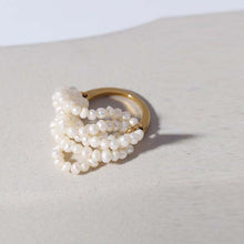 Load image into Gallery viewer, Minimalist Gold Hoop with Layered Freshwater Pearls Wrap Ring
