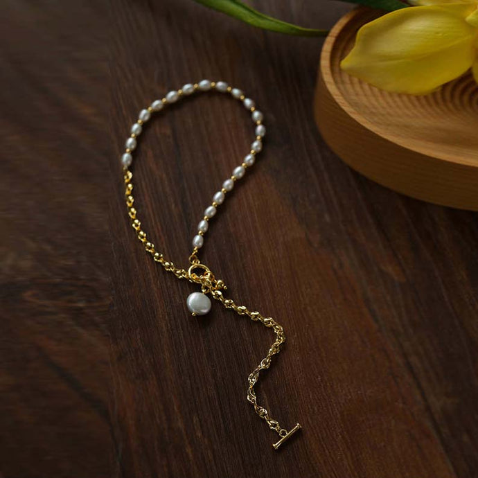 Minimalist Gold Chain Freshwate Pearl Pendant Necklace
