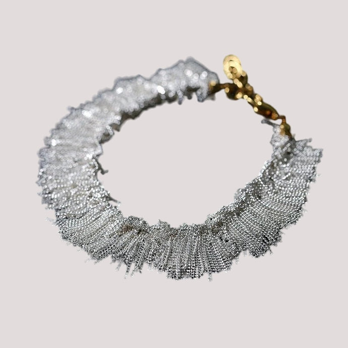 Minimalist Statement Silver Fringe Tassel Bracelet