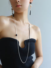 Load image into Gallery viewer, Modern Black Beaded Silver Long Layering Necklace

