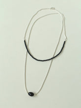 Load image into Gallery viewer, Modern Black Beaded Silver Long Layering Necklace
