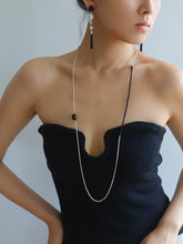 Load image into Gallery viewer, Modern Black Beaded Silver Long Layering Necklace
