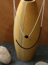 Load image into Gallery viewer, Modern Black Beaded Silver Long Layering Necklace
