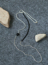 Load image into Gallery viewer, Modern Black Beaded Silver Long Layering Necklace

