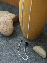 Load image into Gallery viewer, Modern Black Beaded Silver Long Layering Necklace
