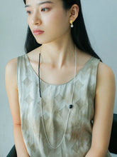 Load image into Gallery viewer, Modern Black Beaded Silver Long Layering Necklace
