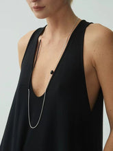 Load image into Gallery viewer, Modern Black Beaded Silver Long Layering Necklace
