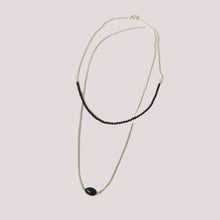 Load image into Gallery viewer, Modern Black Beaded Silver Long Layering Necklace
