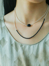 Load image into Gallery viewer, Modern Black Beaded Silver Long Layering Necklace
