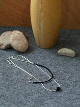 Load image into Gallery viewer, Modern Black Beaded Silver Long Layering Necklace
