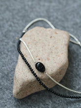 Load image into Gallery viewer, Modern Black Beaded Silver Long Layering Necklace
