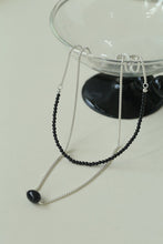 Load image into Gallery viewer, Modern Black Beaded Silver Long Layering Necklace
