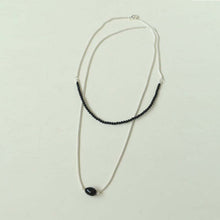Load image into Gallery viewer, Modern Black Beaded Silver Long Layering Necklace
