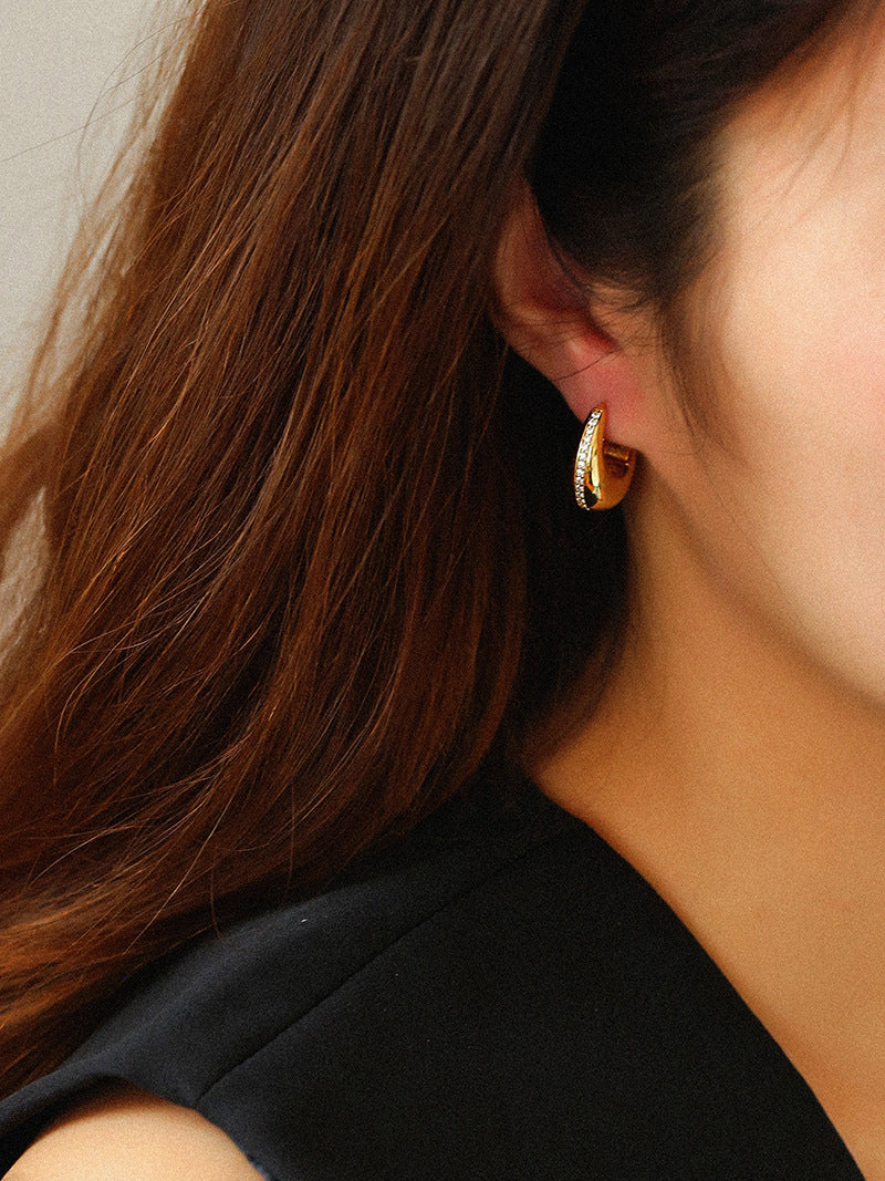 Modern Teardrop Studded Hoop Earrings