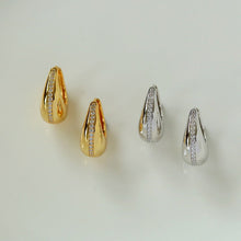 Load image into Gallery viewer, Modern Teardrop Studded Hoop Earrings
