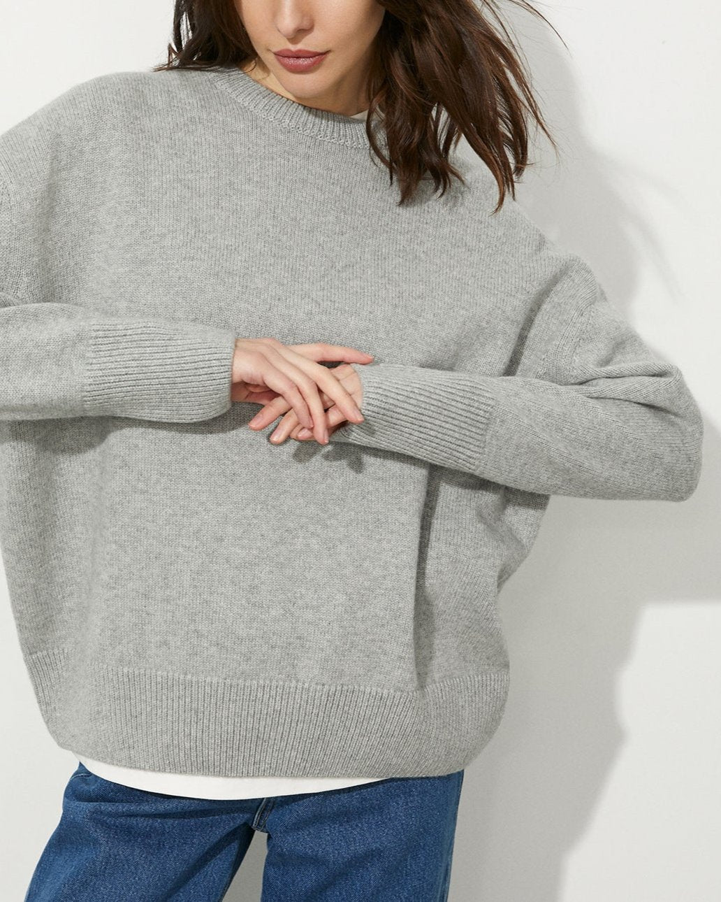 Crew Neck Loose Autumn And Winter Solid Color Knitted Sweater