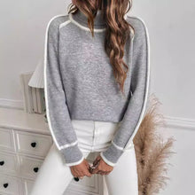Load image into Gallery viewer, Gray and White Contrast Hem Knit Sweater
