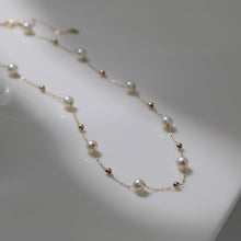 Load image into Gallery viewer, Gold Pearl Necklace Wedding Pearl Necklace Freshwater Pearl Bridsmaid Necklace
