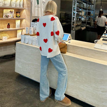 Load image into Gallery viewer, Cute Hearts Pullover Sweater Soft Cozy Loose Casual Warm Sweater
