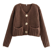 Load image into Gallery viewer, Classic Long Sleeves Pockets Cardigan
