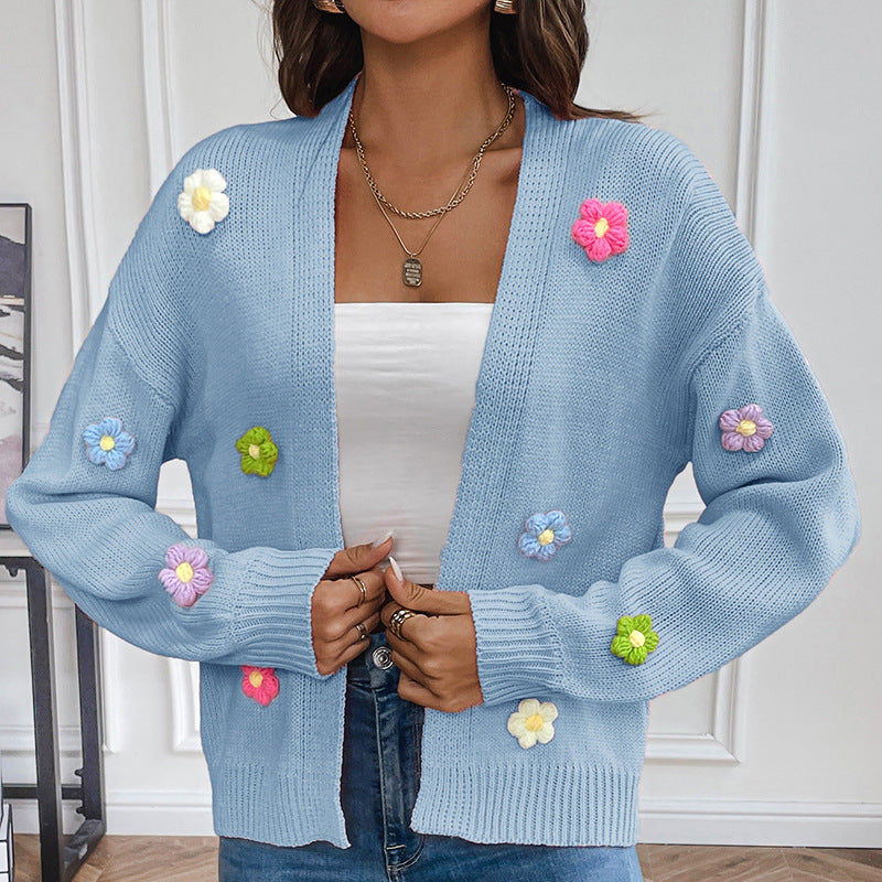 Floral Long Sleeve Open Front Cardigan