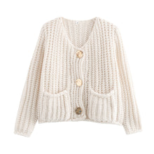 Load image into Gallery viewer, Classic Long Sleeves Pockets Cardigan
