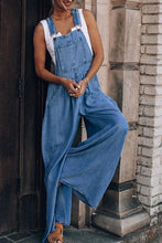 Load image into Gallery viewer, Strappy Wide Leg Denim Pants Overall
