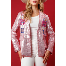 Load image into Gallery viewer, Casual Christmas Nutcracker Sequins Turn-back Collar Blazer Outerwear
