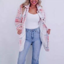Load image into Gallery viewer, Collar Long Sleeve Teddy Plaid Wool Jacket
