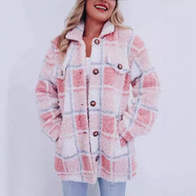 Load image into Gallery viewer, Collar Long Sleeve Teddy Plaid Wool Jacket
