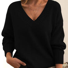 Load image into Gallery viewer, Long Sleeve V Neck Loose Sweaters Knit Pullover
